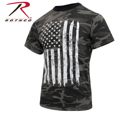Rothco Camo US Flag T-Shirt in Black Camo, Size XL