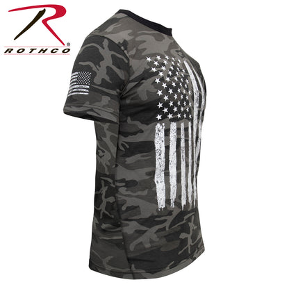 Rothco Camo US Flag T-Shirt in Black Camo, Size XL