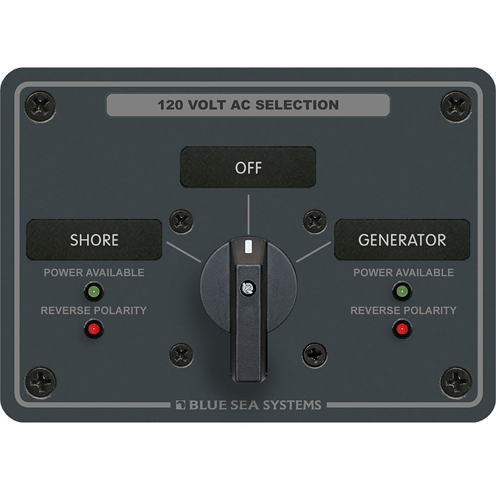 Blue Sea Systems 8367 AC Rotary Switch Panel, 30 Amp, 2 Positions + OFF, 2 Pole