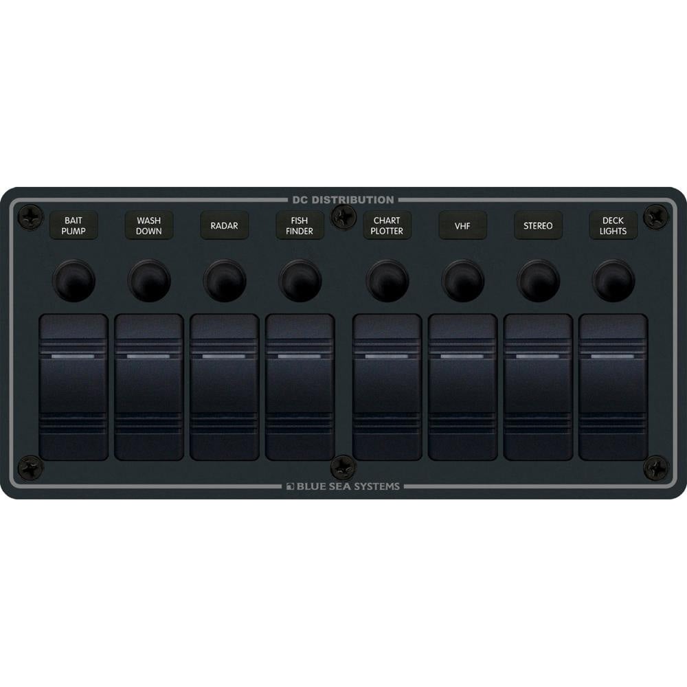 Blue Sea Systems 8371 Water Resistant 8-Position Circuit Breaker Panel for Marine Use