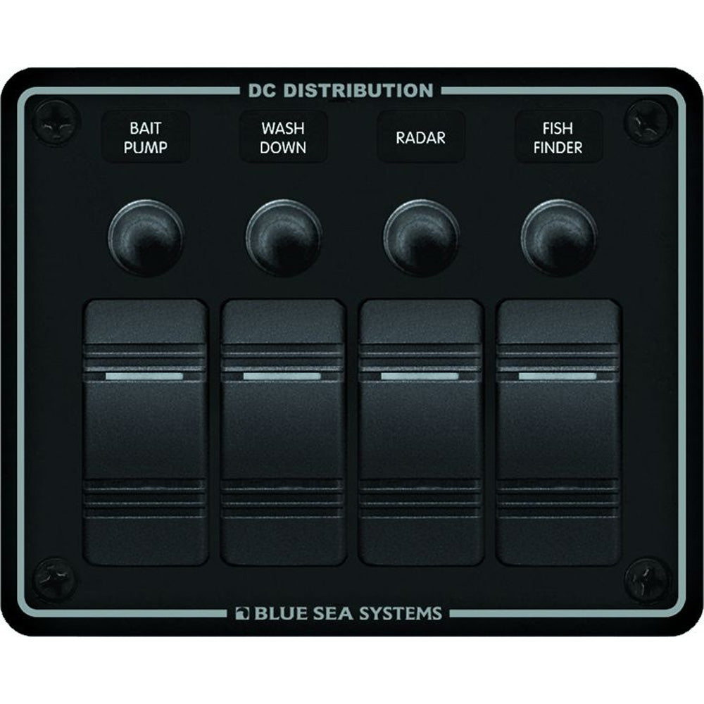 Blue Sea Systems 8372 Water-Resistant 4-Position Circuit Breaker Panel with Horizontal Mounting