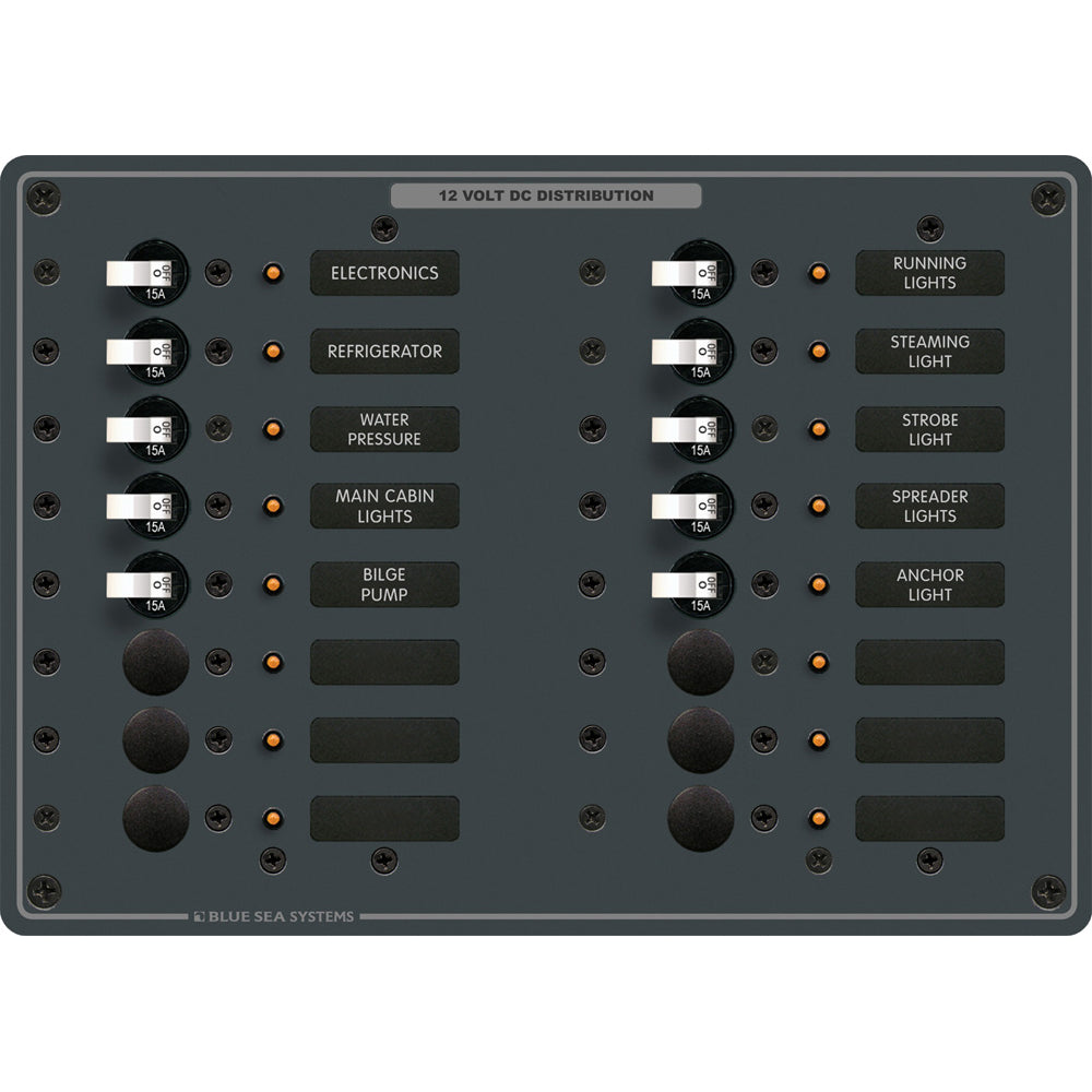 Blue Sea Systems 8377 Panel DC with 16 Positions and 10 Circuit Breakers