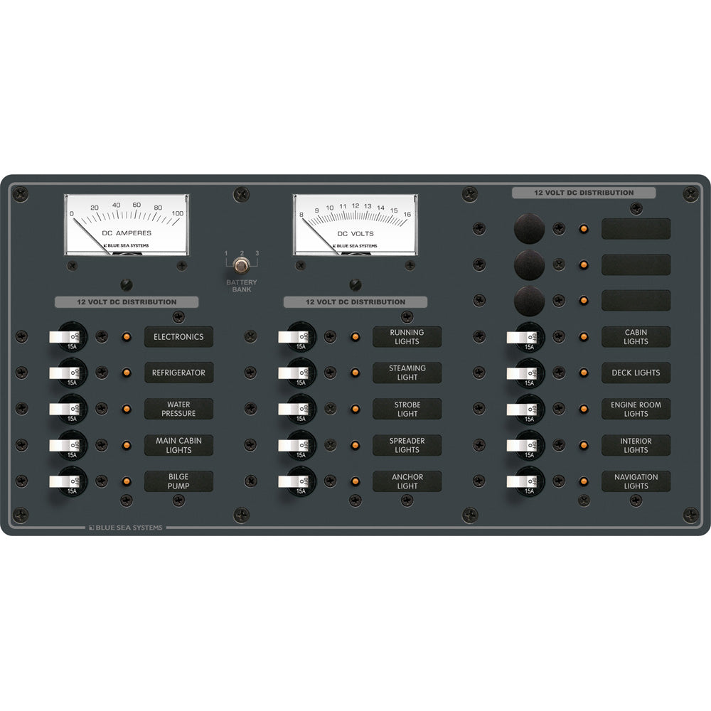Blue Sea Systems DC 18 Position Panel - White (Part #8378)