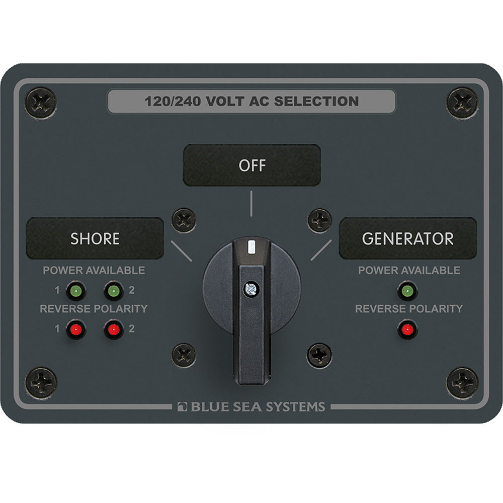 Blue Sea Systems 8386 AC Rotary Switch Panel 30 Amp, 2 Positions + OFF, 4 Pole