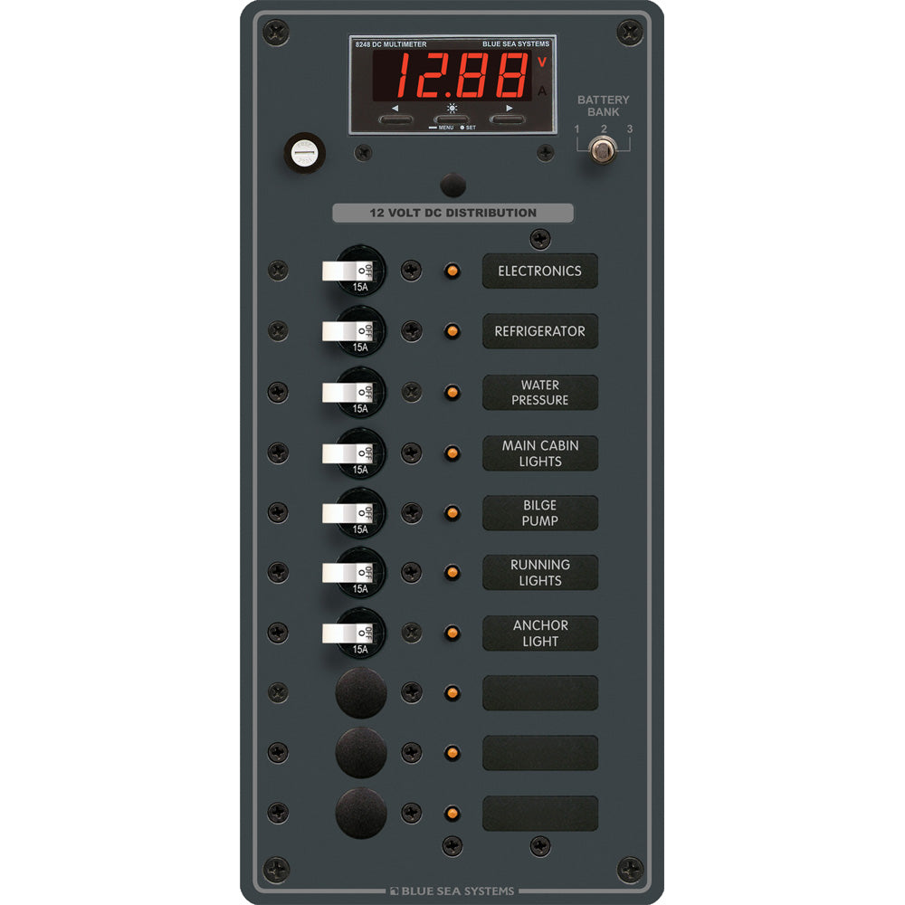 Blue Sea Systems 8402 DC 10-Position Panel with Multi-Function Meter