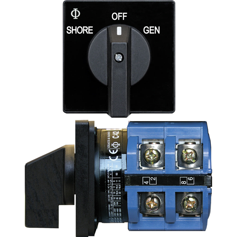 Blue Sea Systems 9011 AC 120VAC Heavy Duty Industrial Switch, 65A, 2-Position with Off