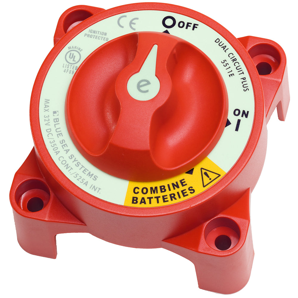Blue Sea Systems 5511E e-Series Dual Circuit Plus Battery Switch for Marine and RV Applications