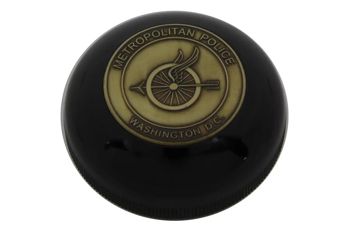 V-Twin Metro Police Shifter Knob - Black with Emblem, Fits Motorcycle Gear Shift Levers by V-Twin
