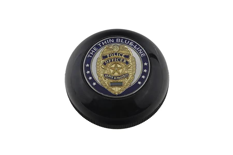 V-Twin Police Badge Shifter Knob with Blue Line Accent - 1-7/8 Inch Diameter by V-Twin