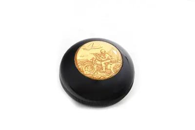 V-Twin Jockey Shifter Knob Army Style with Gold Inlay Medallion by V-Twin