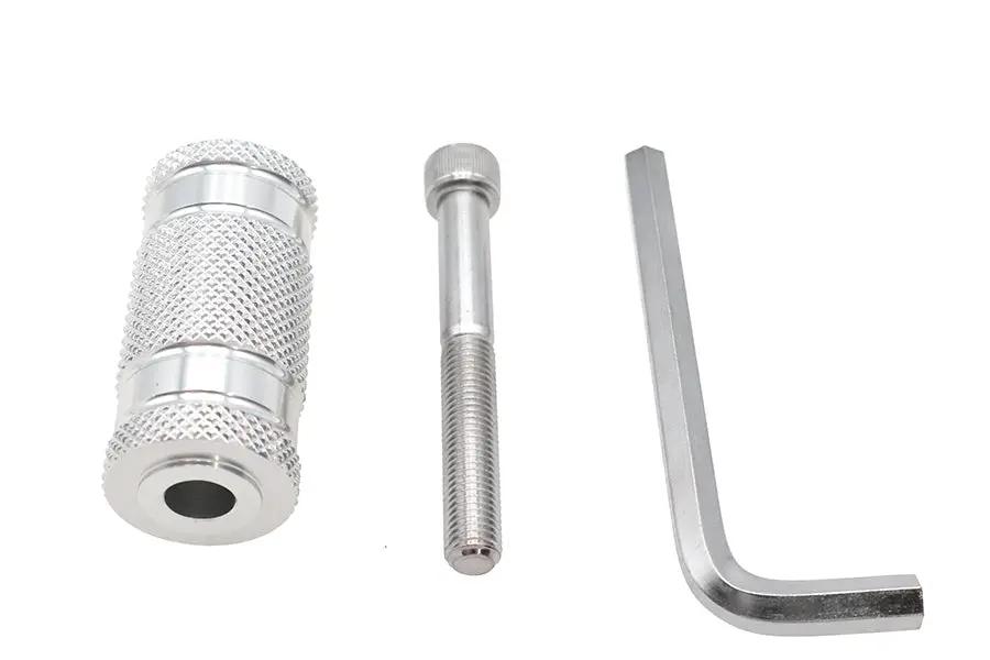 V-Twin Silver Knurled Four Grooved Shifter Footpeg for Harley Davidson Models - Part 17-0469 by V-Twin