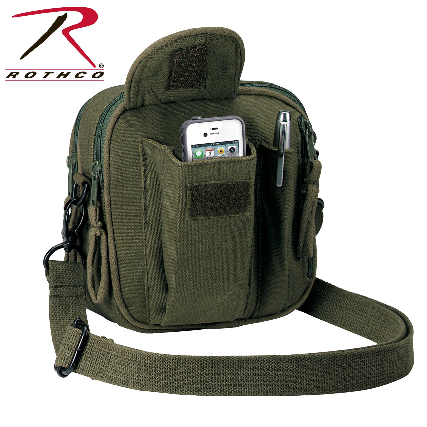 Rothco Excursion Organizer Shoulder Bag Olive Drab – Compact Outdoor Travel Crossbody with Multiple Compartments