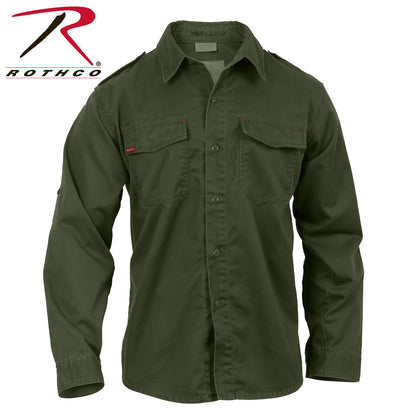 Rothco Vintage Fatigue Shirt Olive Drab Size Small – Durable 55% Cotton / 45% Polyester Military-Style Shirt