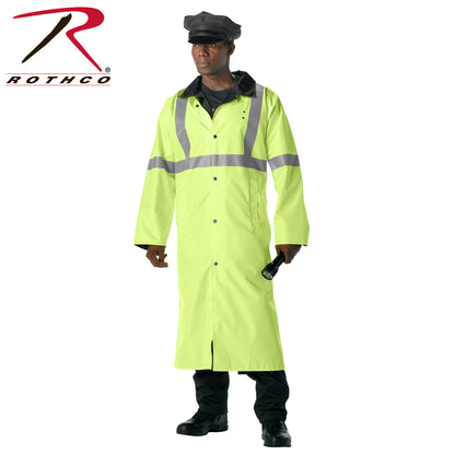 Rothco Reversible Reflective Rain Parka Size Large in Safety Green