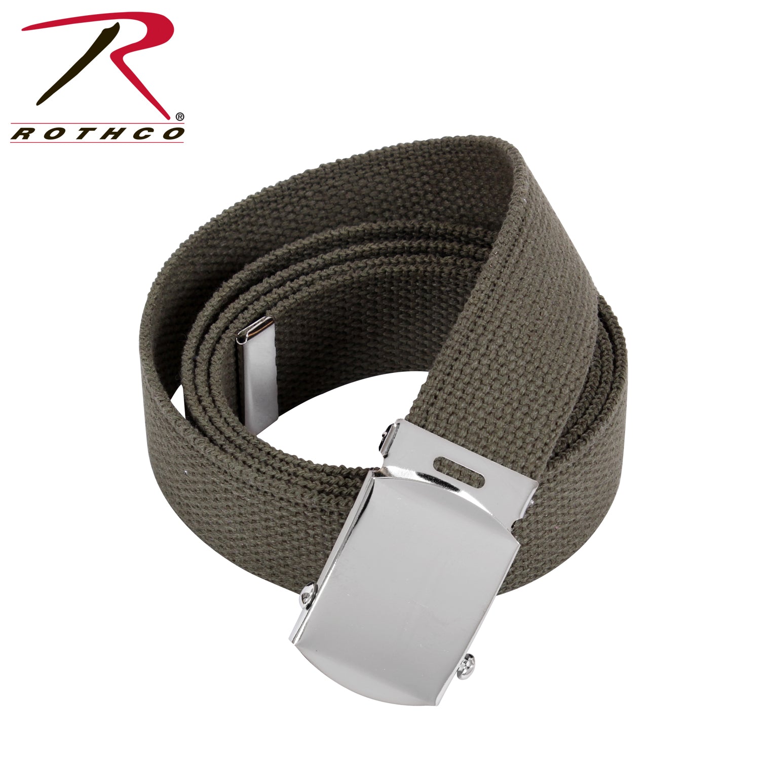 Rothco Web Belts - 54 Inch Adjustable Olive Drab Cotton Canvas Belt with Chrome Buckle