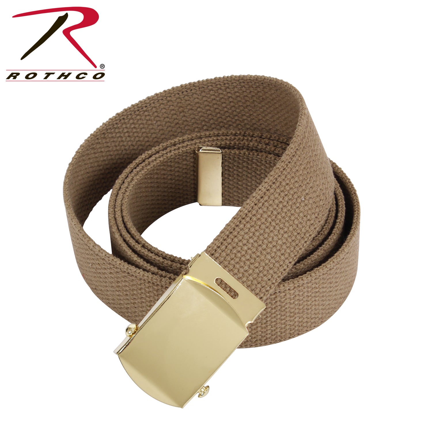 Rothco Web Belts - 54 Inch Adjustable Coyote Brown with Gold Buckle