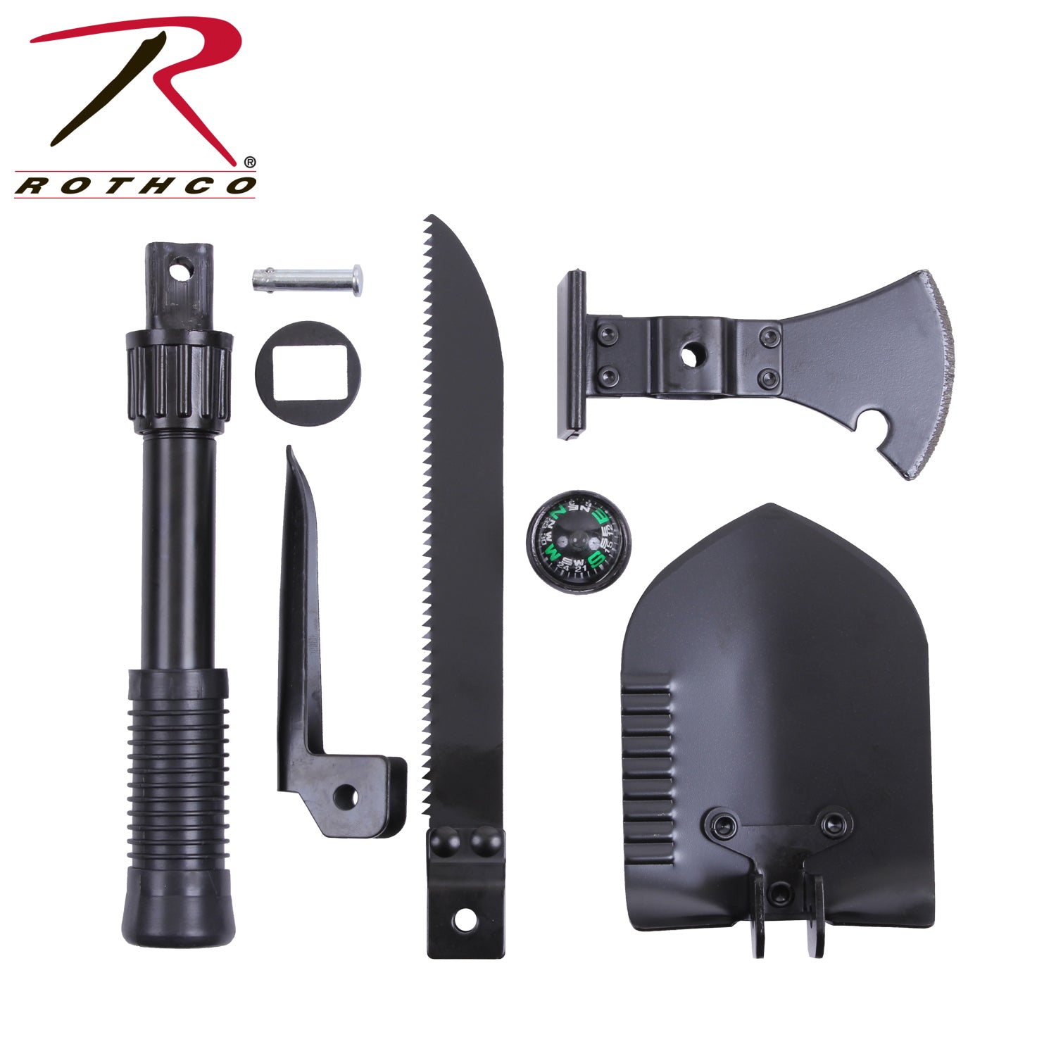 Rothco 5-in-1 Multi-Purpose Survival Tool with Interchangeable Attachments and Compass