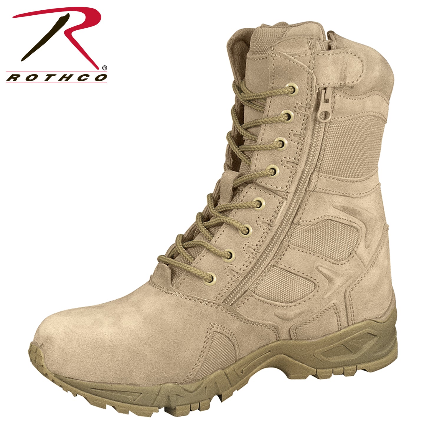 Rothco 5357-W6 Forced Entry Deployment Boots with Side Zipper, 8 Inch Tan for Wide Feet