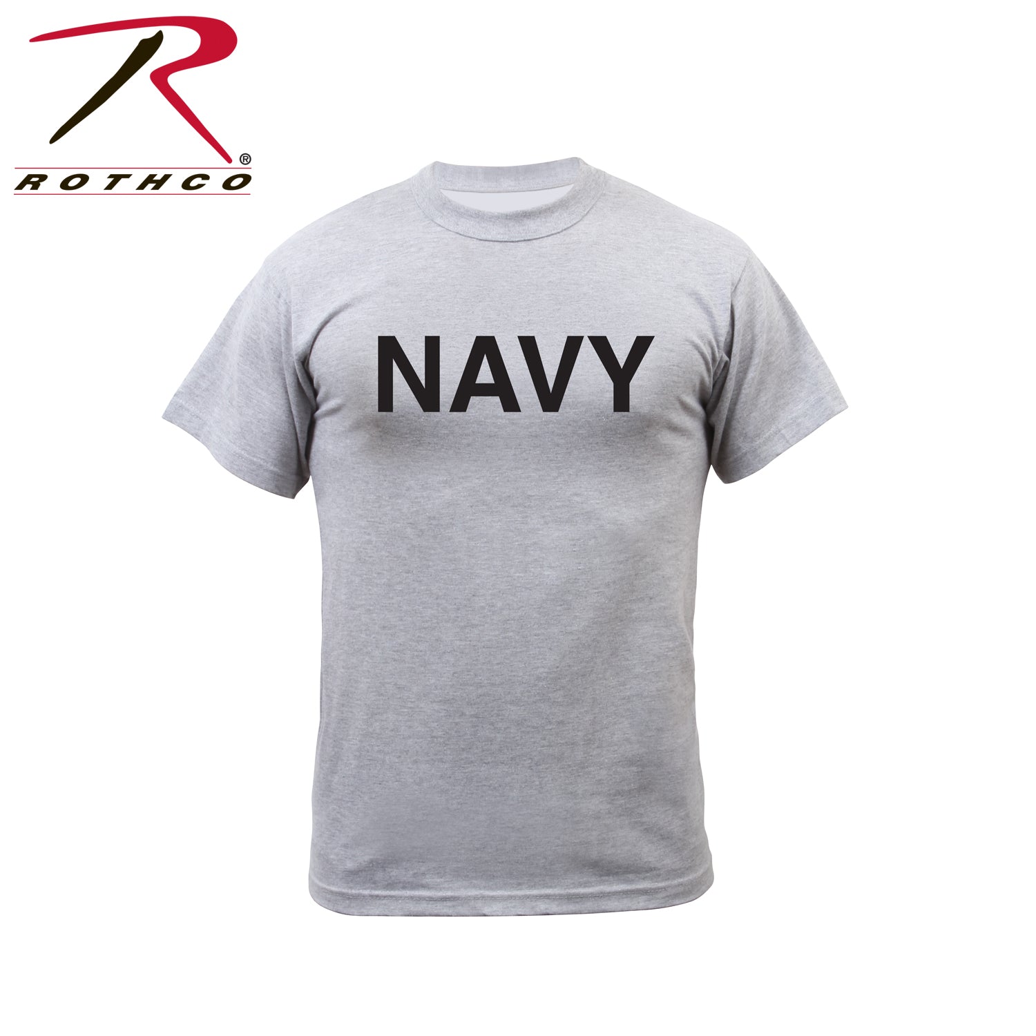 Rothco Grey Physical Training T-Shirt for Men - 2XL Navy Emblem, Lightweight and Durable Performance Shirt