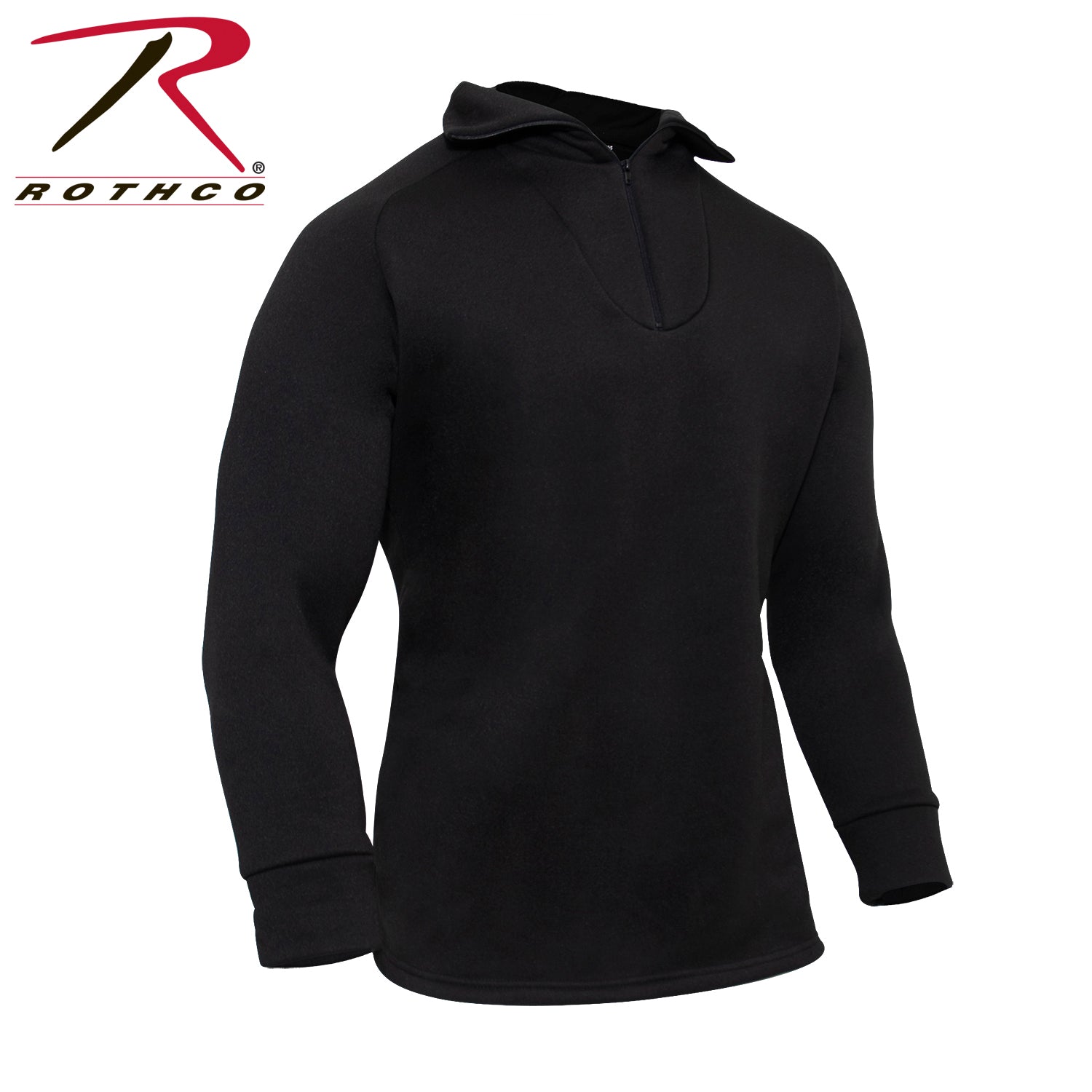 Rothco ECWCS Poly Zip Collar Shirt Black Size L – Cold Weather Mid-Layer for Active Use
