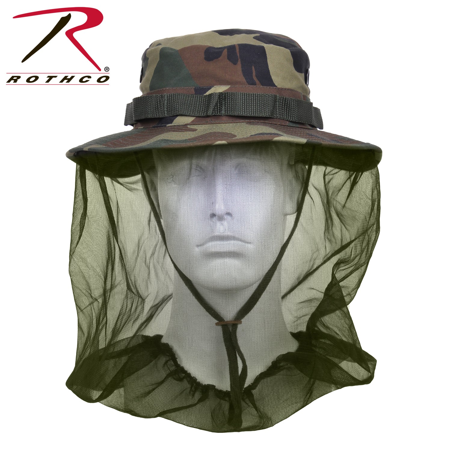 Rothco Boonie Hat with Mosquito Netting in Woodland Camo - Size 7