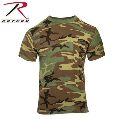 Rothco Woodland Camo T-Shirt with Pocket - Size M