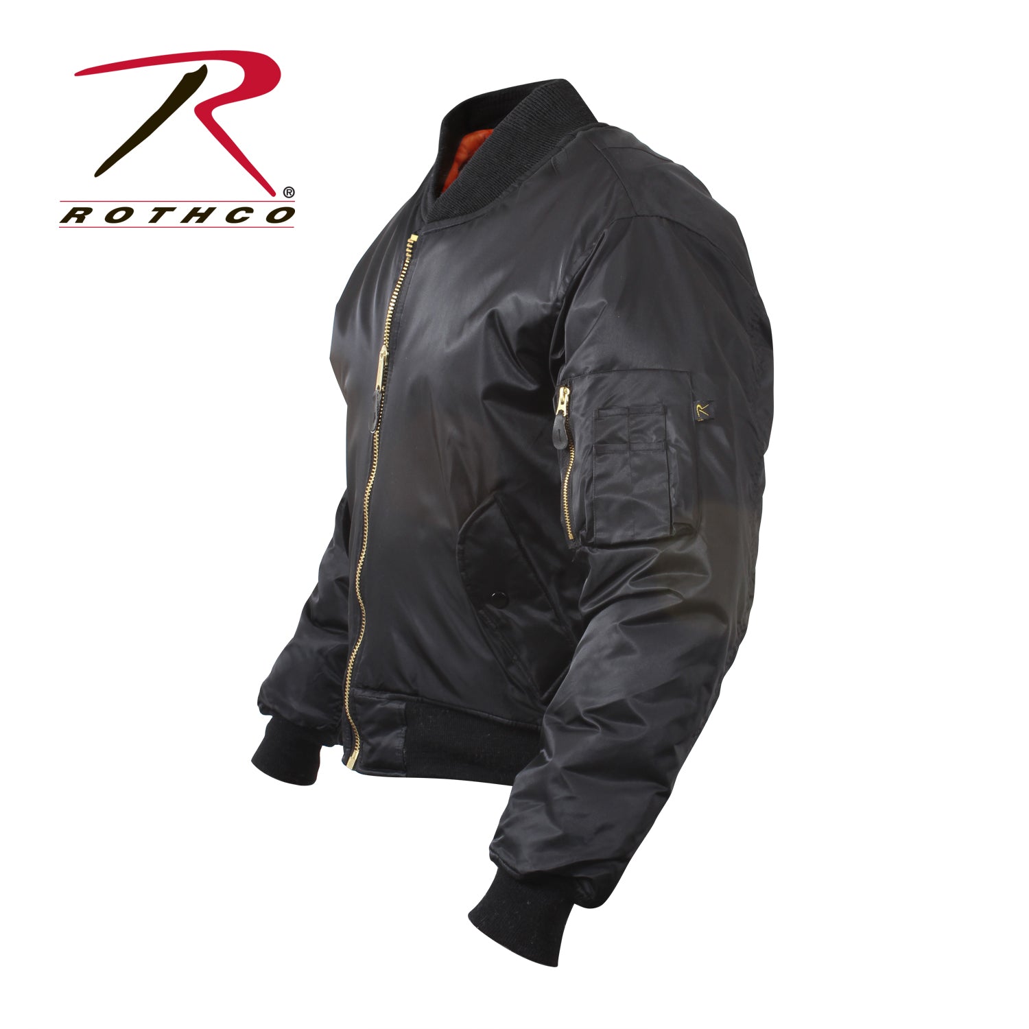 Rothco MA-1 Flight Jacket Black Size XL - Warm Military Bomber with Reversible Orange Lining