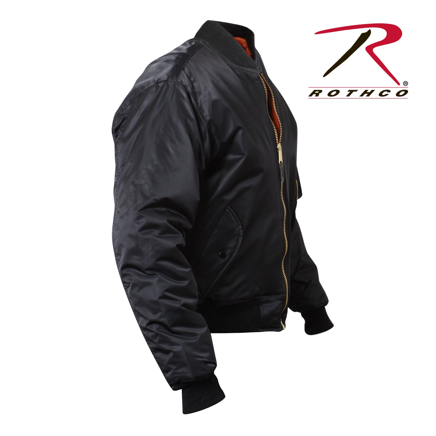 Rothco MA-1 Flight Jacket Black Size XL - Warm Military Bomber with Reversible Orange Lining