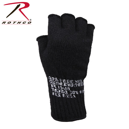 Rothco Black Fingerless Wool Gloves - US-Made for Warmth and Dexterity
