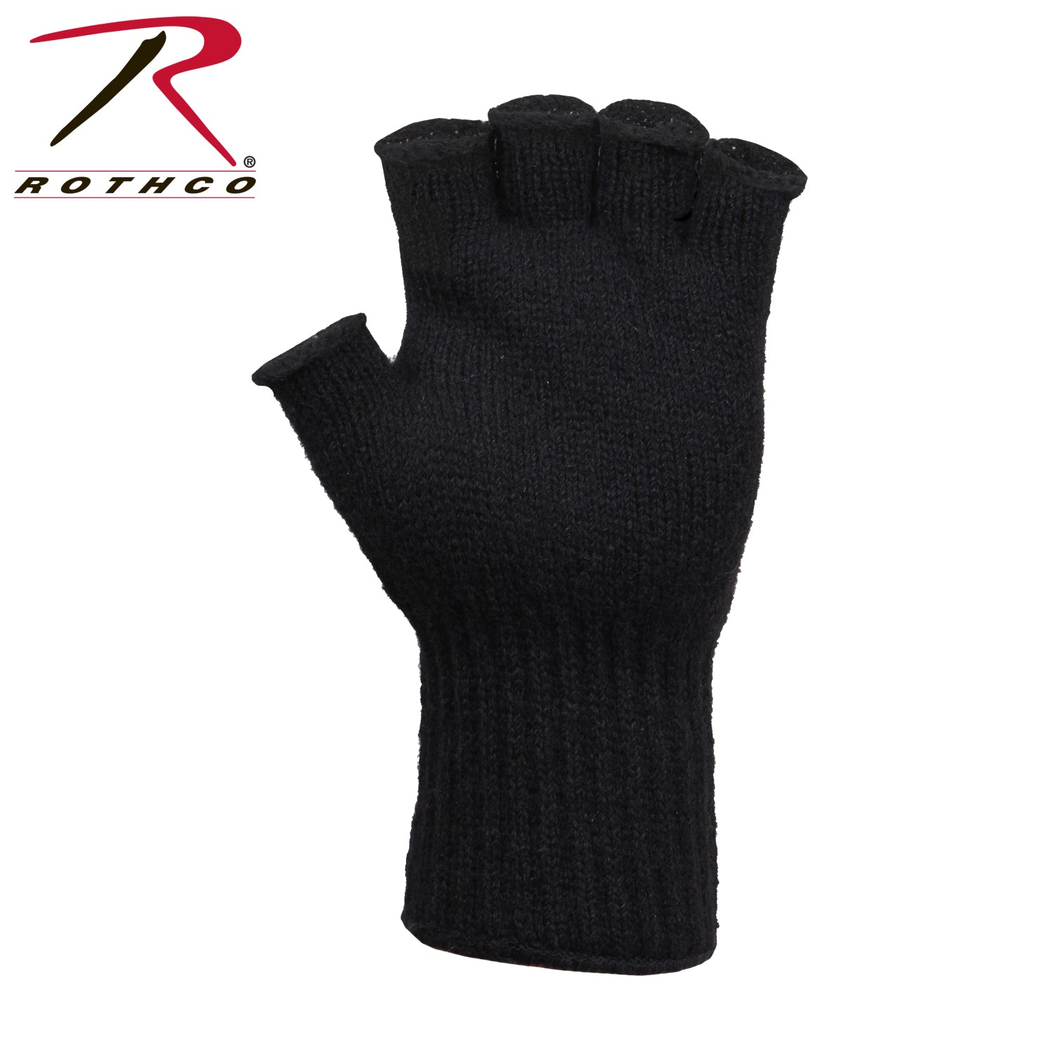 Rothco Black Fingerless Wool Gloves - US-Made for Warmth and Dexterity