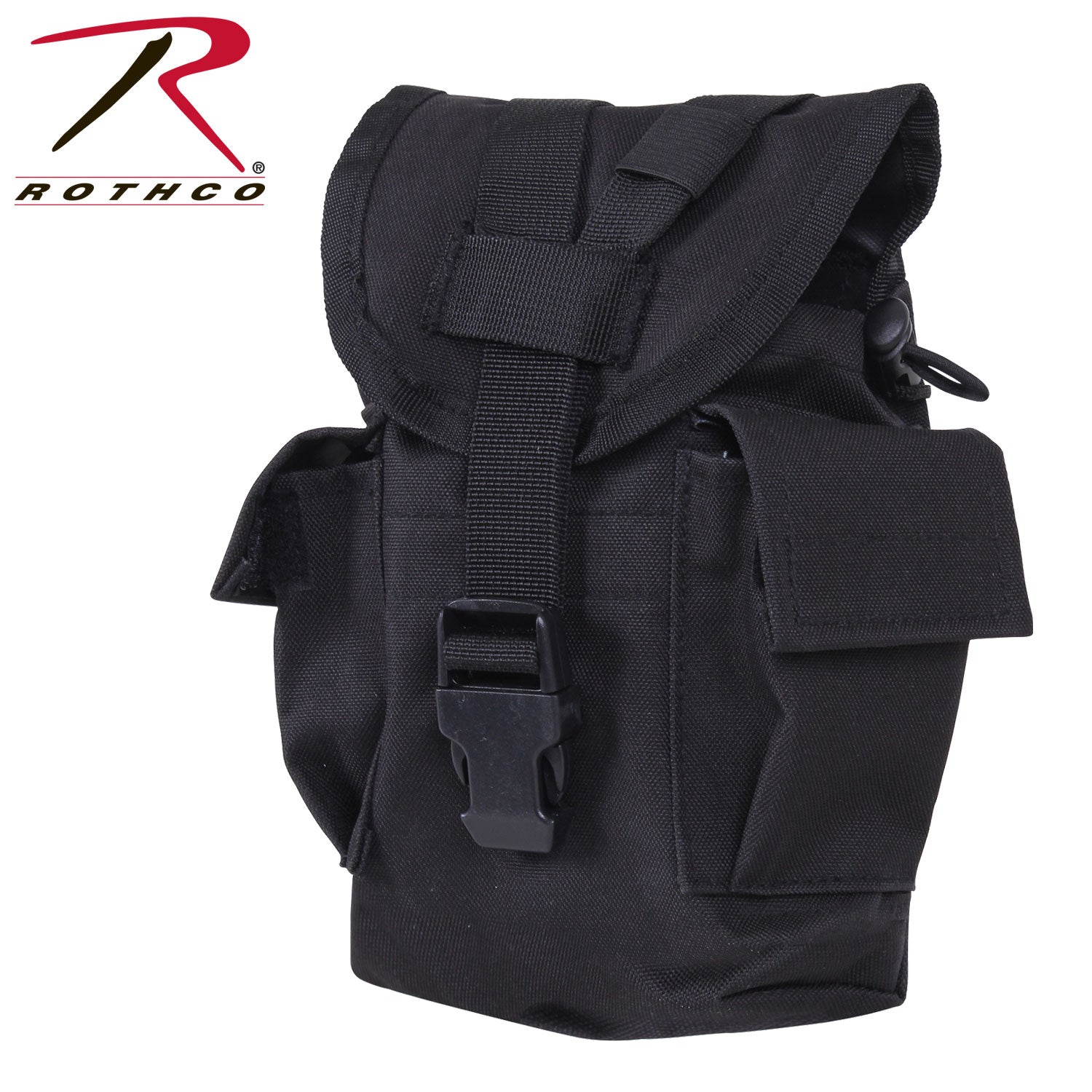 Rothco MOLLE II Canteen & Utility Pouch Black - Durable Tactical Hydration and Storage Solution