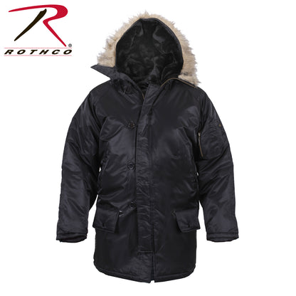 Rothco N-3B Parka Black Size Medium - Heavy-Duty Cold Weather Military-Style Jacket
