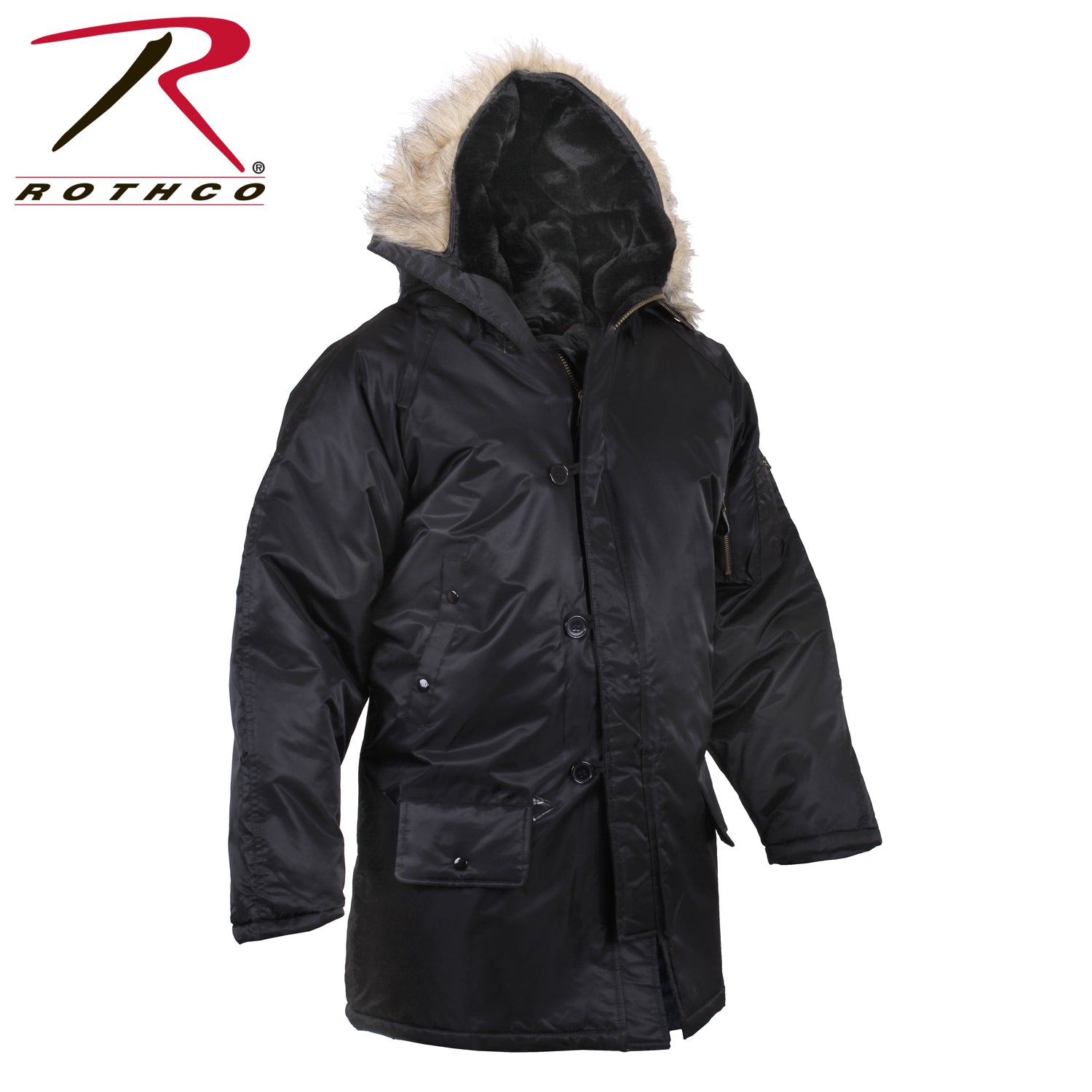Rothco N-3B Parka Black Size Medium - Heavy-Duty Cold Weather Military-Style Jacket