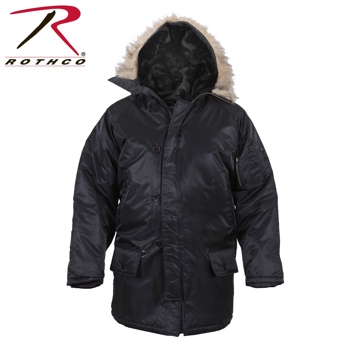 Rothco N-3B Parka Black Size 2XL - Heavy-Duty Cold Weather Military Style Jacket