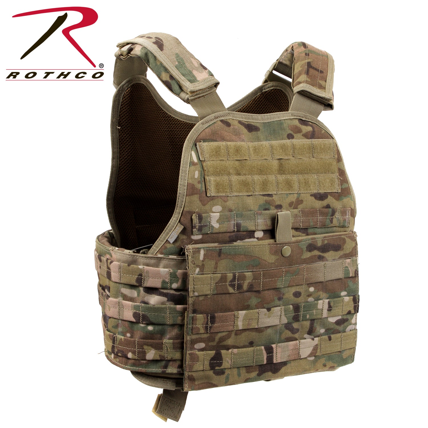 Rothco MOLLE Plate Carrier Vest MultiCam Size Regular - Tactical Body Armor Vest for Military and Outdoor Use