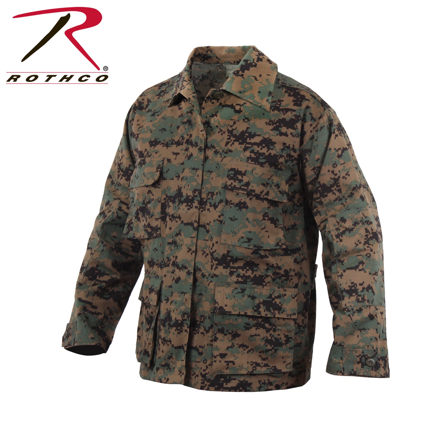 Rothco Twill BDU Shirt in Woodland Digital Camo Size M – Durable Military-Style Tactical Shirt