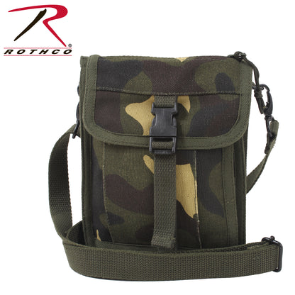 Rothco Canvas Travel Portfolio Bag Woodland Camo – Durable Military-Style Crossbody Bag with Multiple Compartments