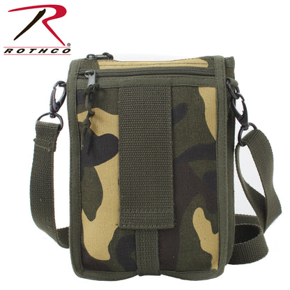Rothco Canvas Travel Portfolio Bag Woodland Camo – Durable Military-Style Crossbody Bag with Multiple Compartments