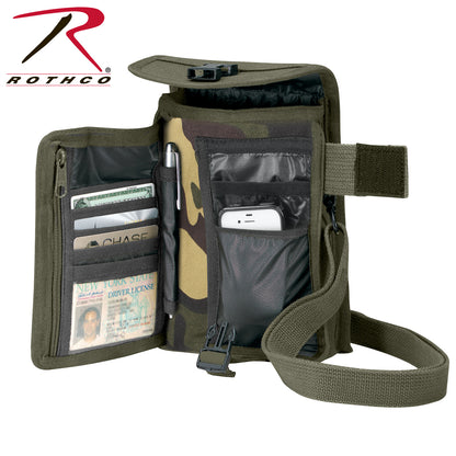 Rothco Canvas Travel Portfolio Bag Woodland Camo – Durable Military-Style Crossbody Bag with Multiple Compartments