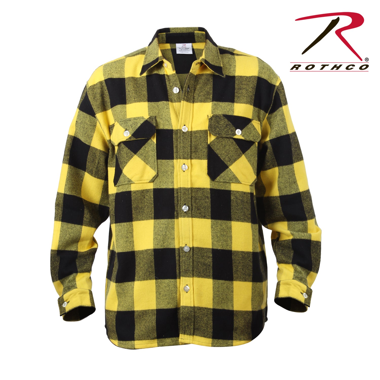 Rothco Extra Heavyweight Buffalo Plaid Flannel Shirt in Yellow Plaid, Size Small