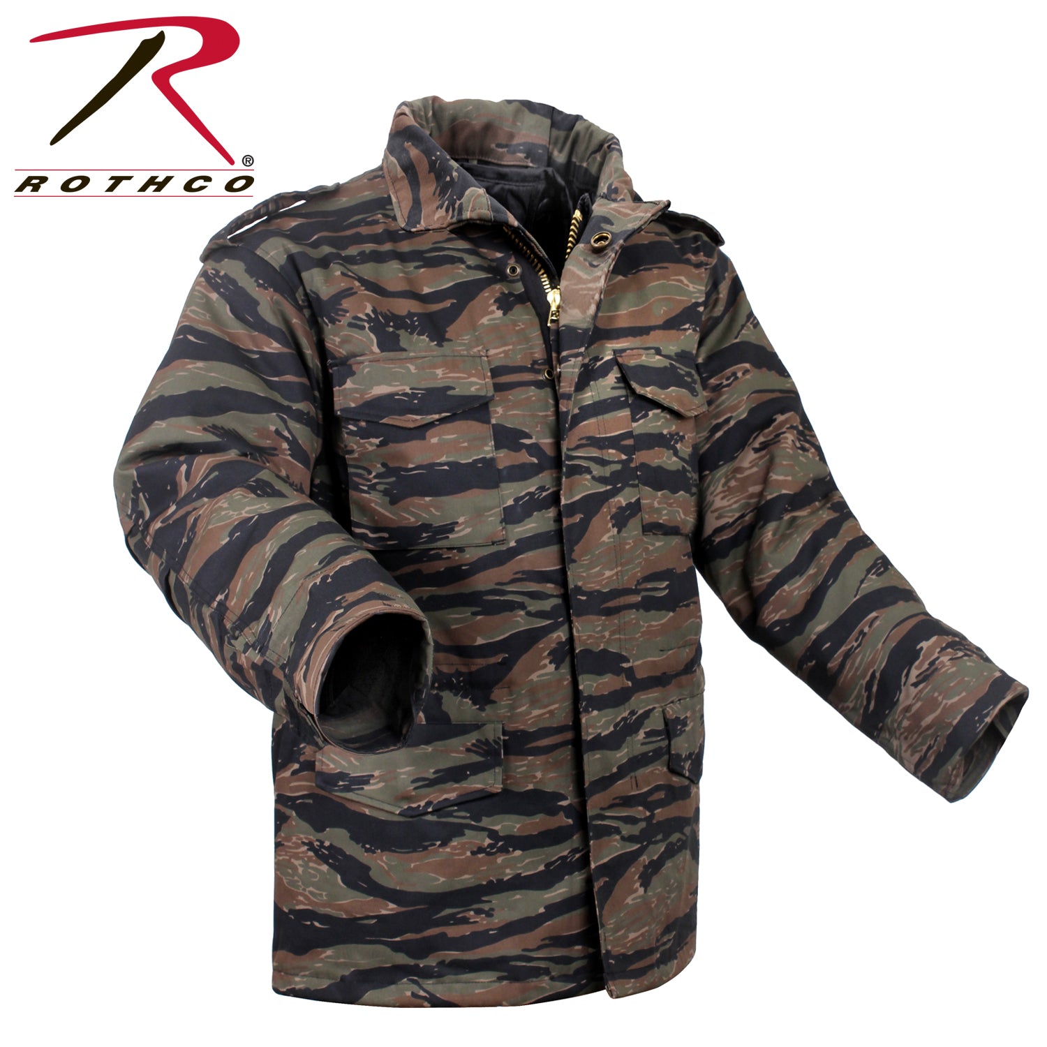 Rothco M-65 Field Jacket with Tiger Stripe Camo Pattern, Size 2XL