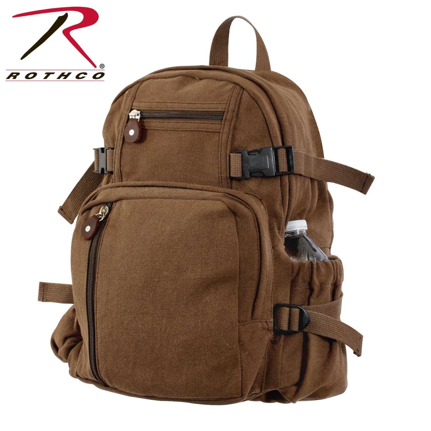 Rothco Vintage Canvas Compact Backpack Earth Brown - 24L Military Style Travel Pack