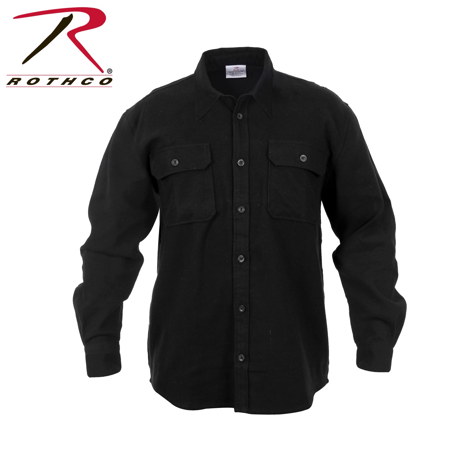 Rothco Heavyweight Solid Flannel Shirt Black Size M – Durable Warm Shirt for Outdoor & Casual Wear