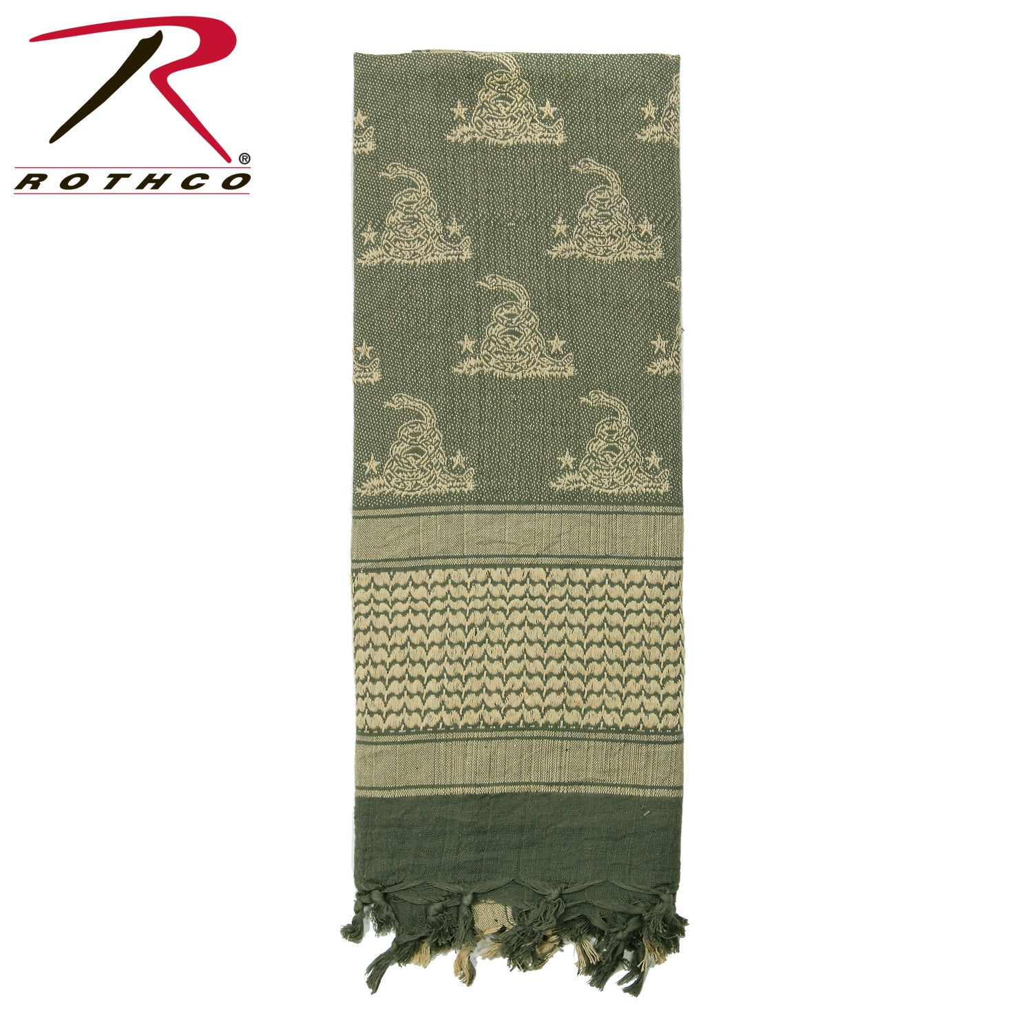 Rothco Gadsden Snake Shemagh Tactical Desert Scarf Foliage Green - 42 x 42 Inches Multi-Use Head Wrap and Survival Tool