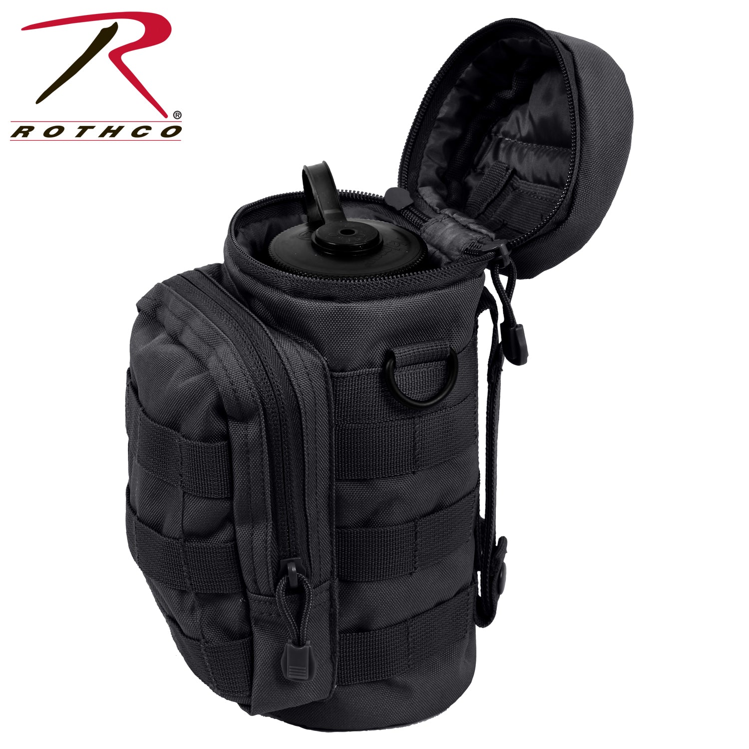 Rothco MOLLE Compatible Water Bottle Pouch Black – Durable Polyester Outdoor Hydration Carrier