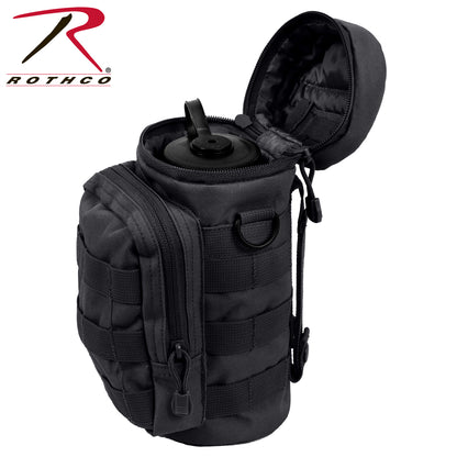 Rothco MOLLE Compatible Water Bottle Pouch Black – Durable Polyester Outdoor Hydration Carrier
