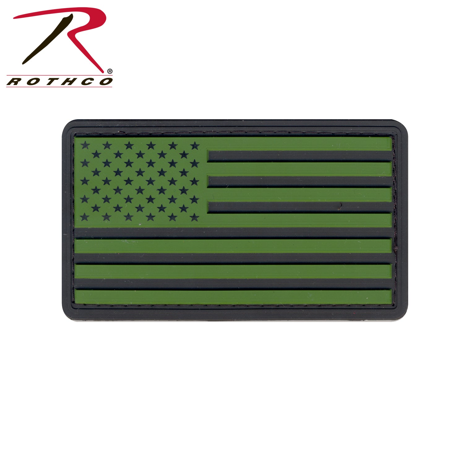 Rothco PVC US Flag Patch with Hook Back – Black / Olive Drab