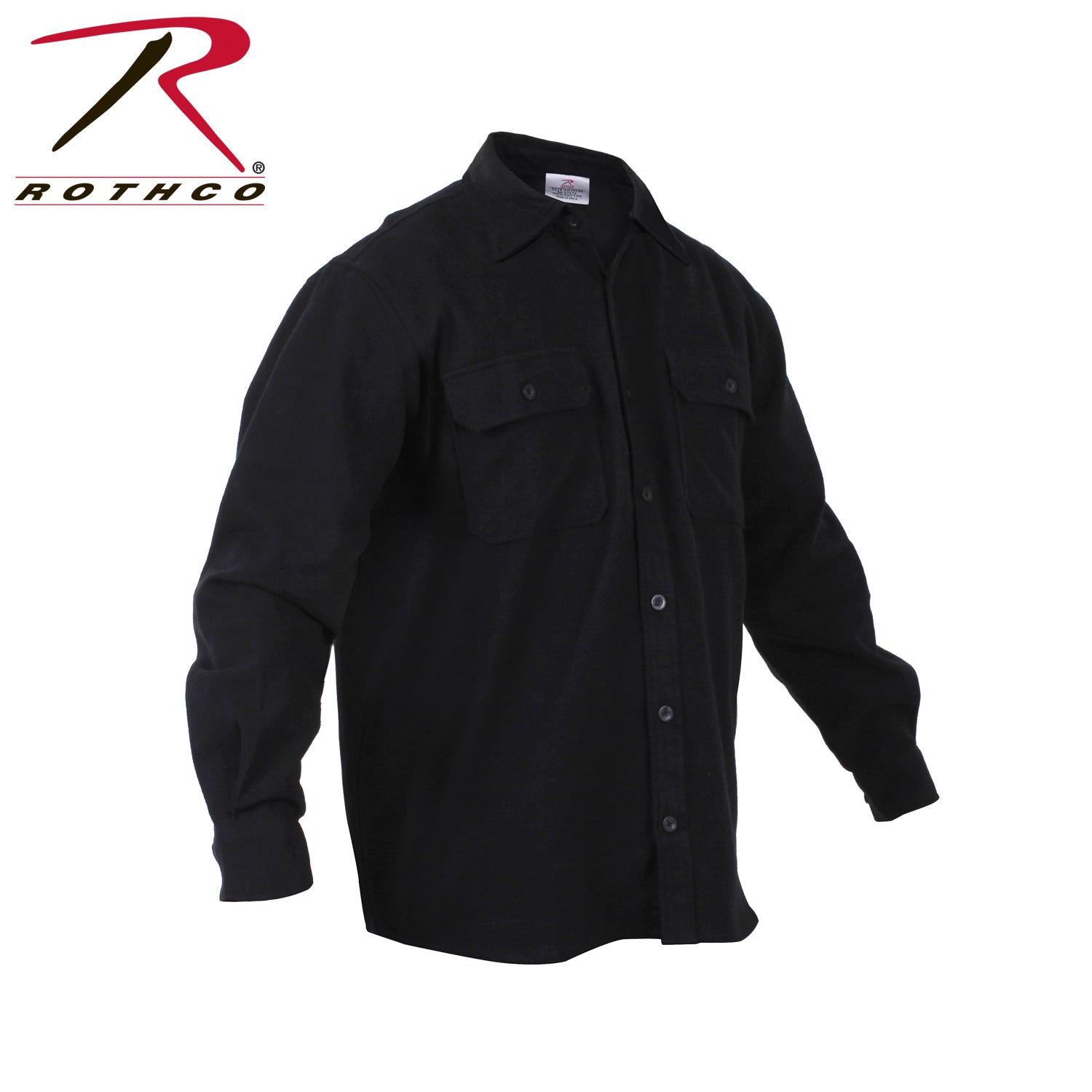 Rothco Heavyweight Solid Flannel Shirt Black Size 3XL - Durable Outdoor Layer