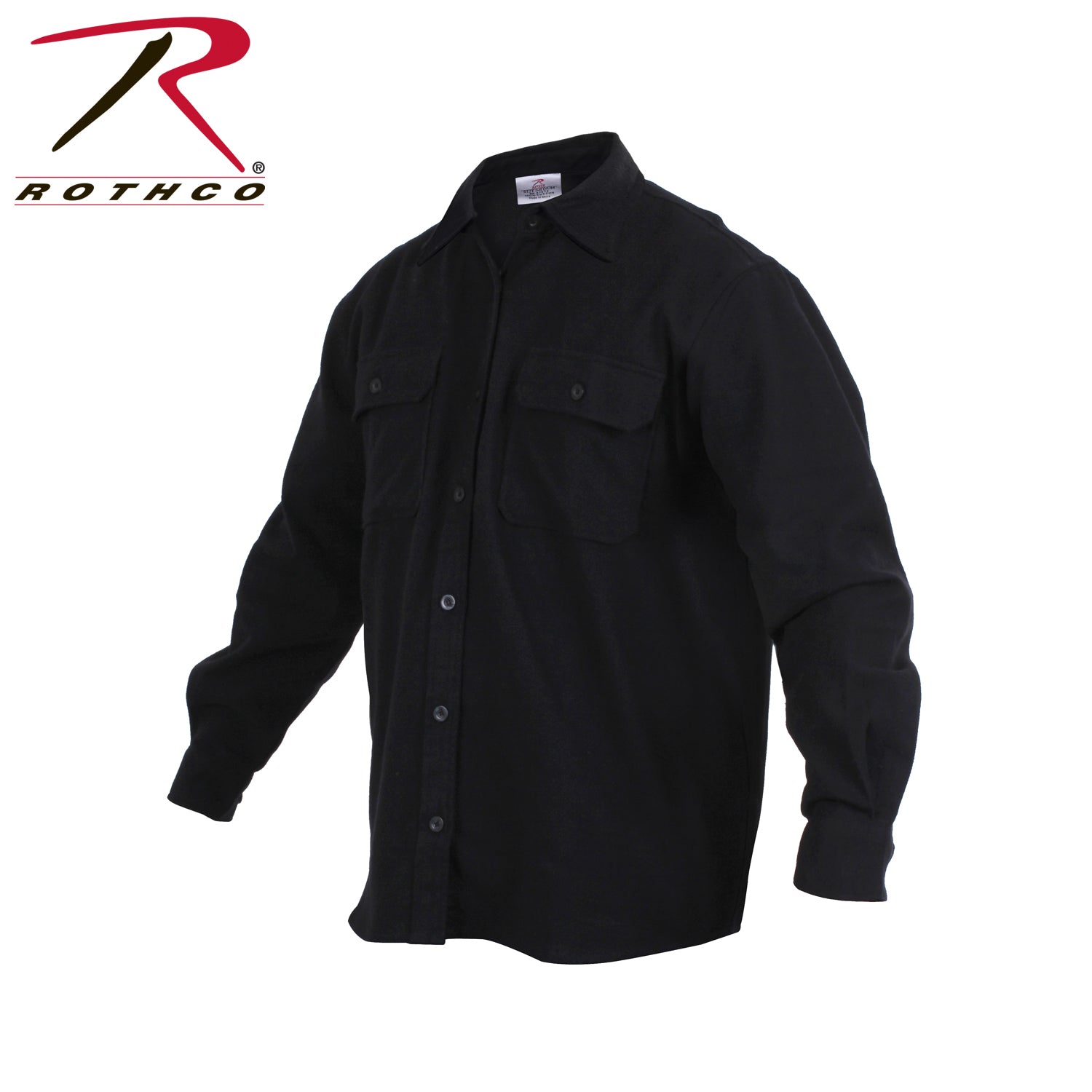 Rothco Heavyweight Solid Flannel Shirt Black Size 3XL - Durable Outdoor Layer