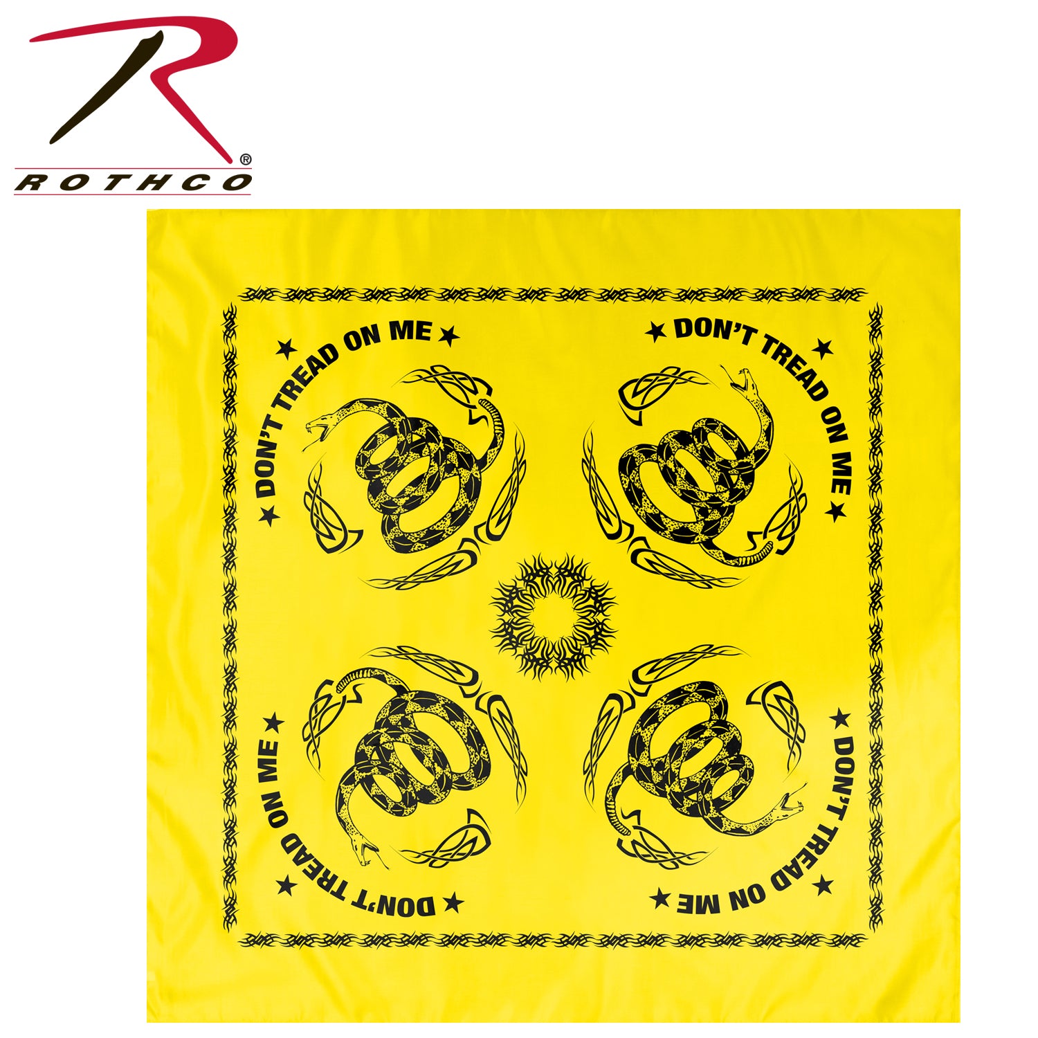 Rothco Gadsden Don't Tread On Me Bandana Yellow / Black - Versatile 22-inch Cotton Accessory